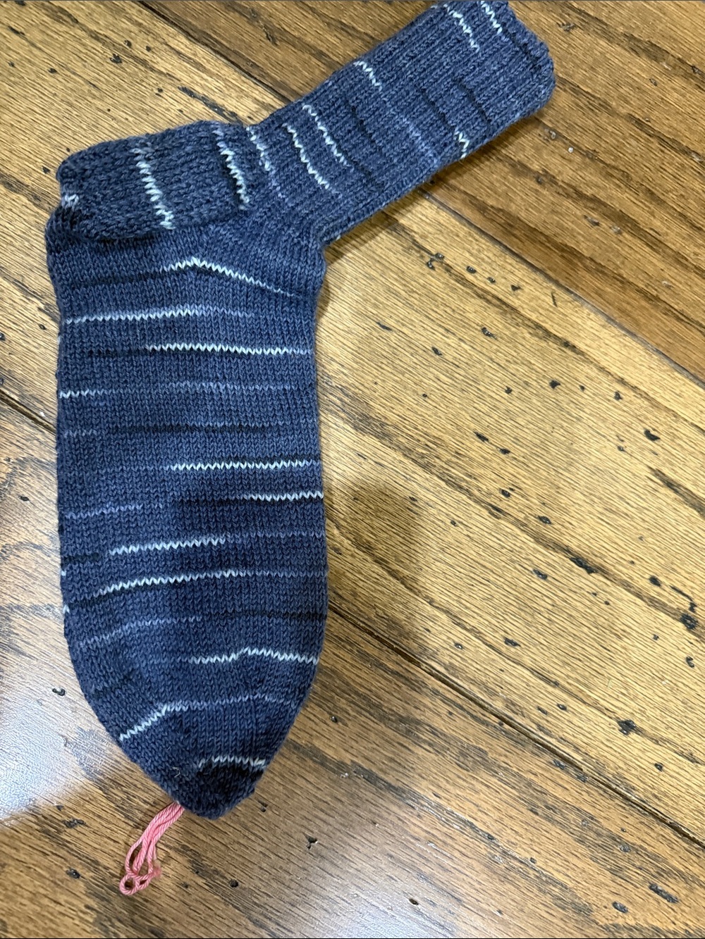 Hand knitted  wool Men's Dark Blue Striped